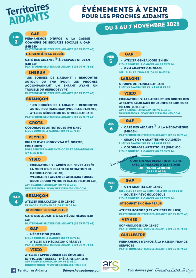 territoire des Aidants 1ère semaine de novembre 2025