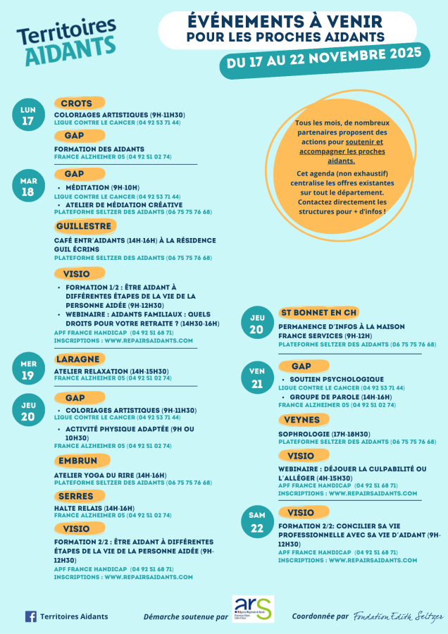 territoire des Aidants 3ème semaine de novembre 2025