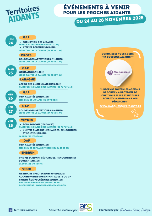 territoire des Aidants 4ème semaine de novembre 2025