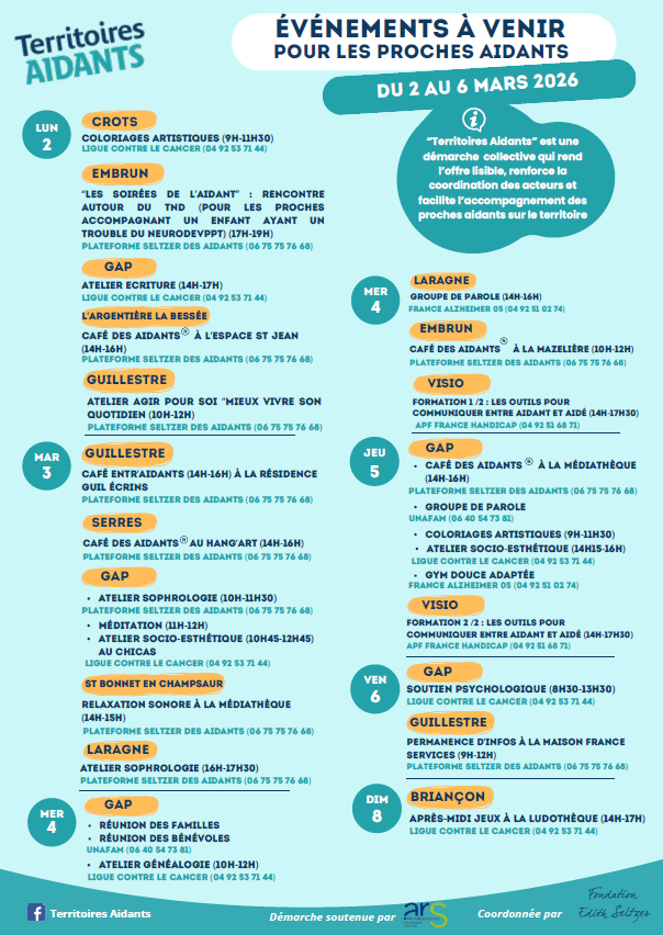 agenda des aidants mars 2026