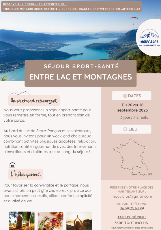 Affiche séjour sport santé entre lac et montagnes