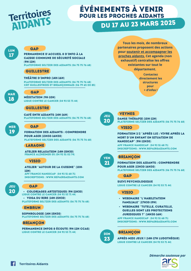 Programme Territoire des aidants du 17 au 23 mars 2025
