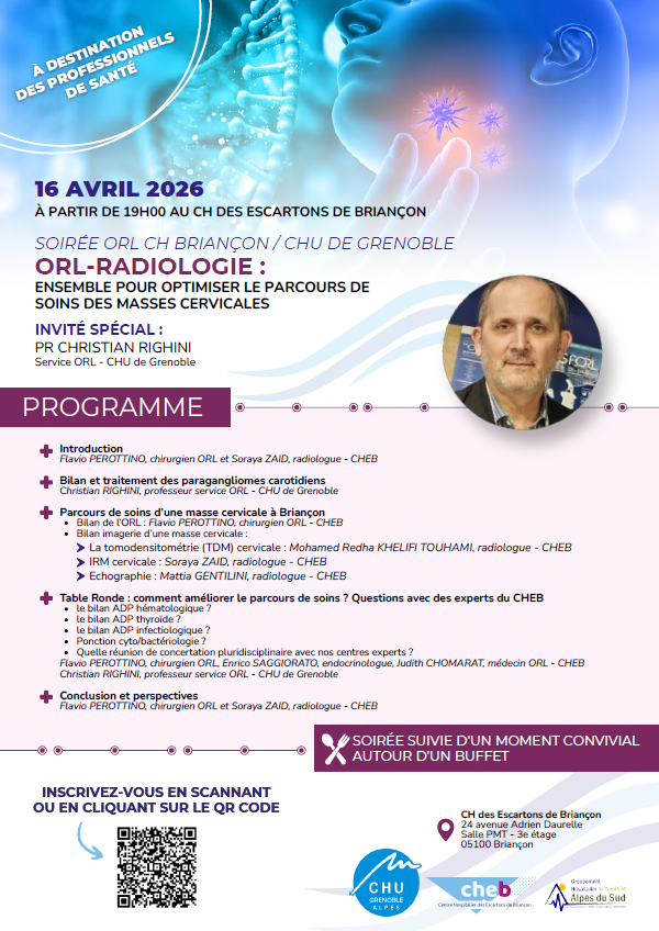 Ensemble pour optimiser le parcours des masses cervicales - Soirée ORL à Briançon - 16 avril 2026
