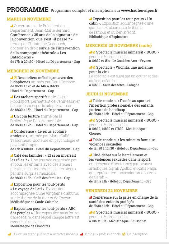 progamme semaine des droits de l'enfant 2024