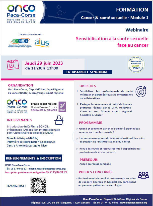 formation sensibilité sexuelle 29 juin 2023 ONCO PACA CORSE