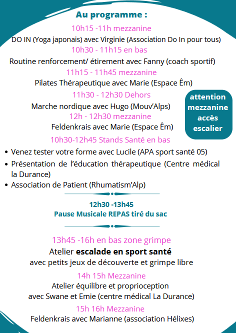 sport santé programme journée 27 avril 2025 gap